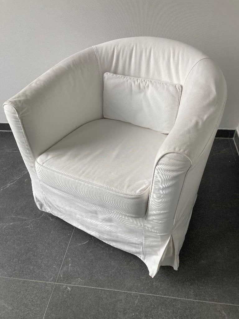 Comfortabele witte fauteuil (2 stuks) met afneembare hoes, Huis en Inrichting, Ophalen, Modern, Comfortabel, Gebruikt, 75 tot 100 cm
