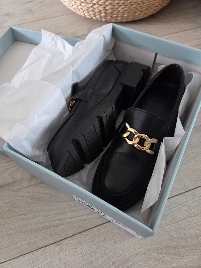 Leren loafers maat 38, Nieuw met doos, Verzenden, Nieuw, Manfield, Instappers