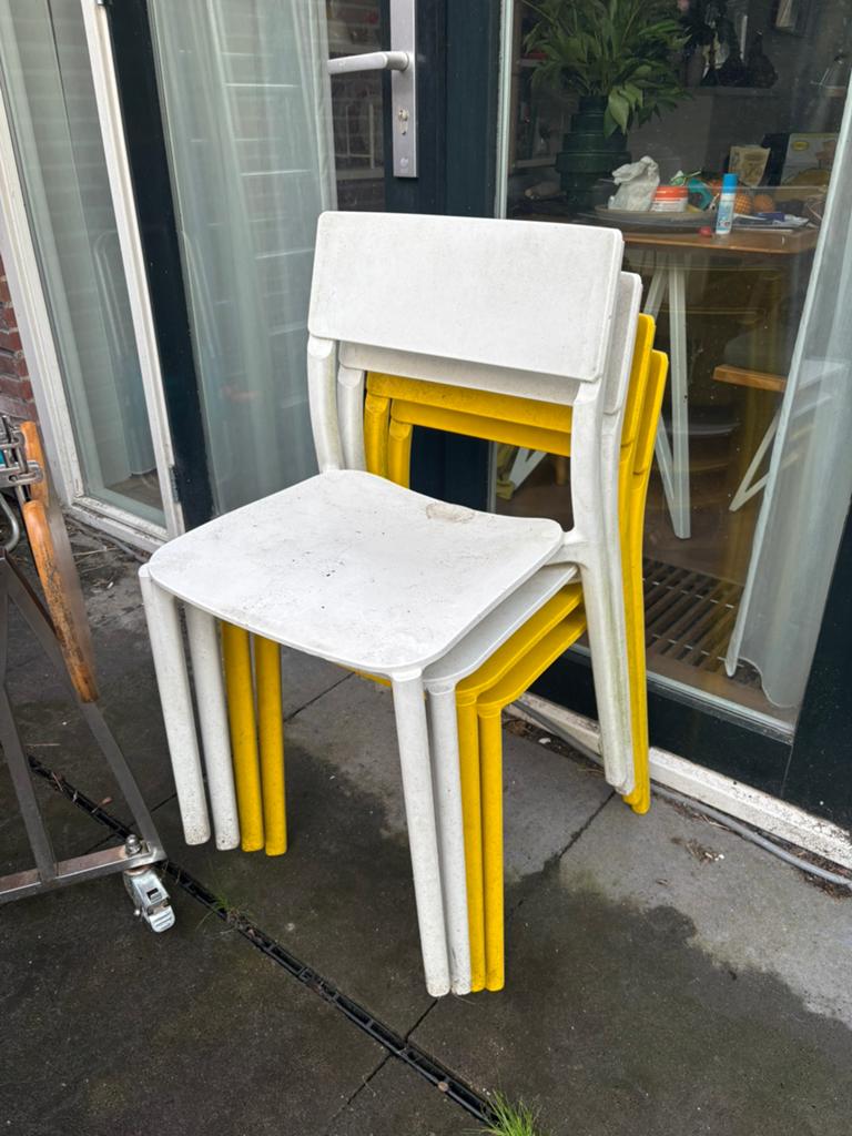 4 ikea tuinstoelen met bistrotafel, Tuin en Terras, Ophalen, Gebruikt, Kunststof, Stapelbaar