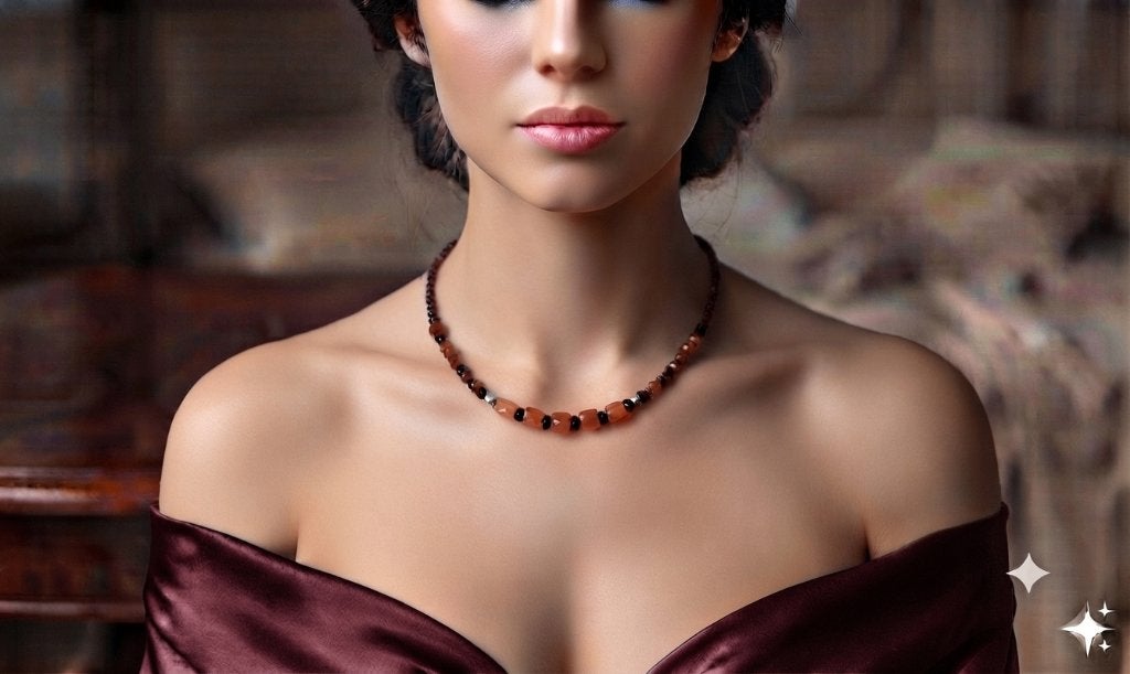 Prachtige Ketting Stralende Carneool Granaat Robijn UNIEK, Sieraden, Tassen en Uiterlijk, Kettingen, Nieuw, Oranje, Ophalen of Verzenden