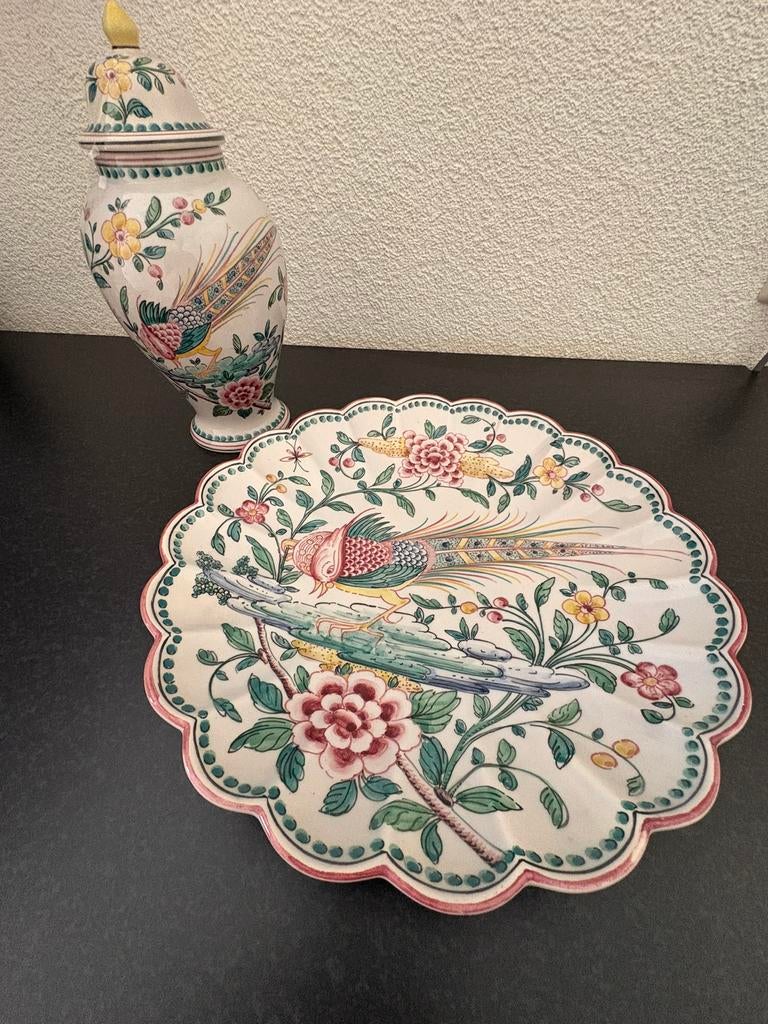 Set: Outeiro Agueda Portugal handpainted WANDBORD EN VAAS, Ophalen of Verzenden
