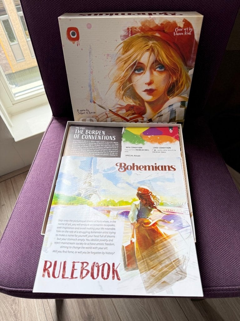 Bohemians (EN) +Essen Promo, Een of twee spelers, Ophalen of Verzenden, Zo goed als nieuw, Portal Games