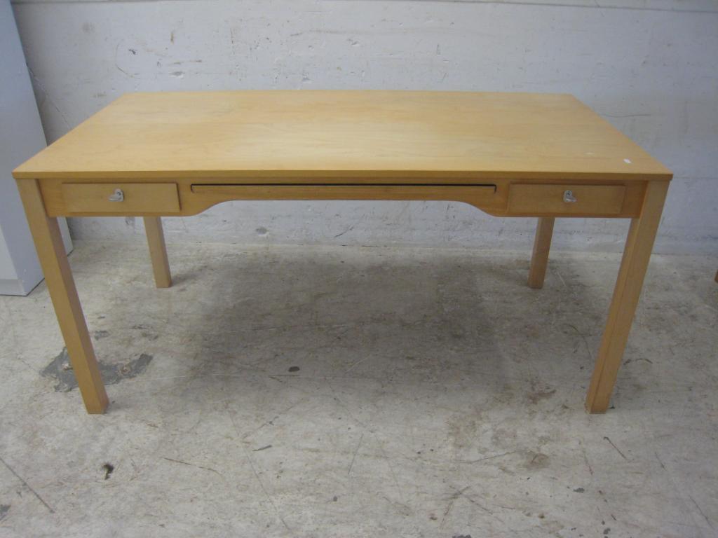 Berken eettafel/bureau met 2 laatjes en een uitschuifblad, Niet ingevuld, Gebruikt, Niet ingevuld, Niet ingevuld