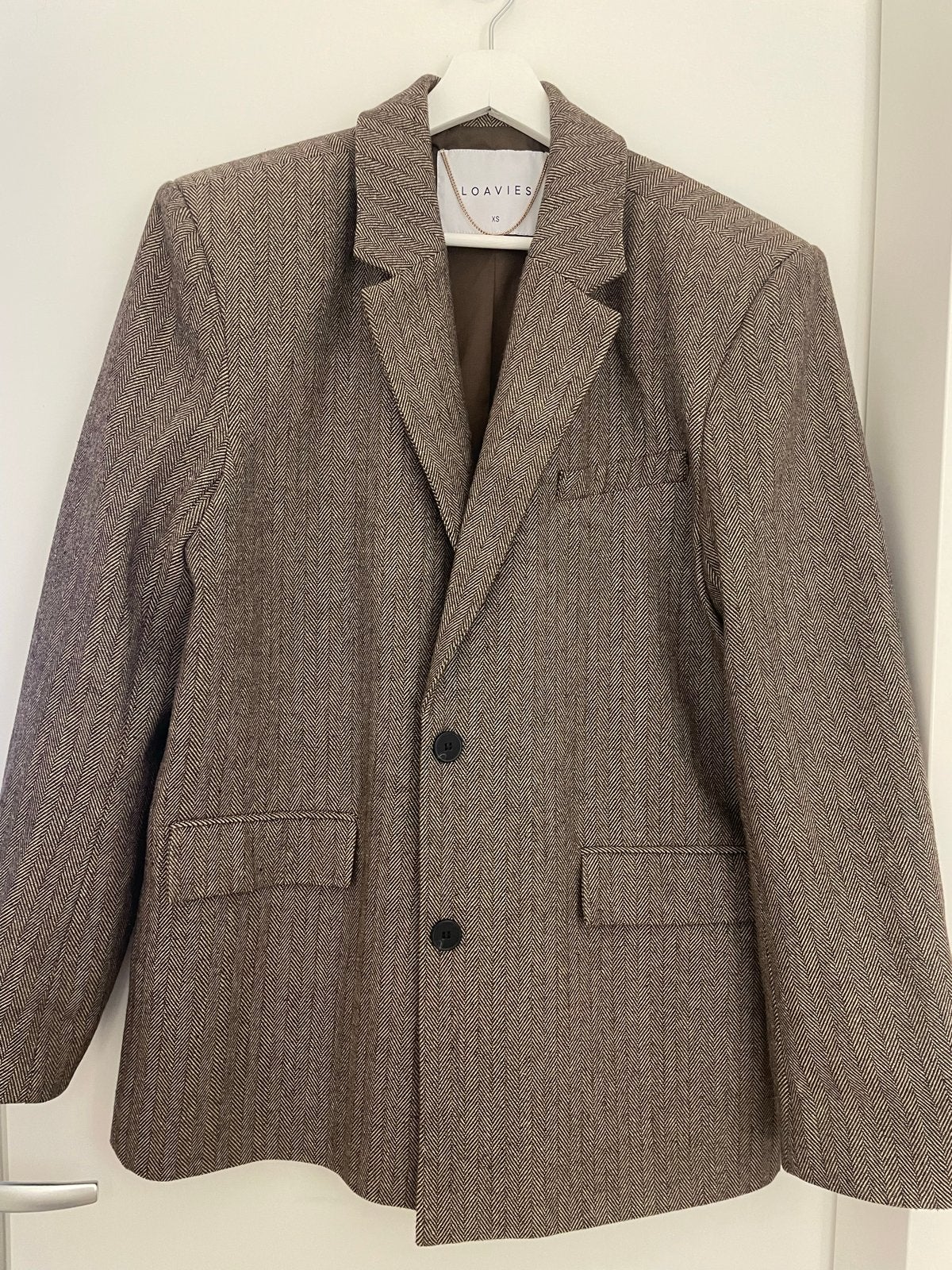 Loavies oversized blazer visgraat bruin XS (S/M), Bruin, Ophalen of Verzenden, Zo goed als nieuw, Jasje