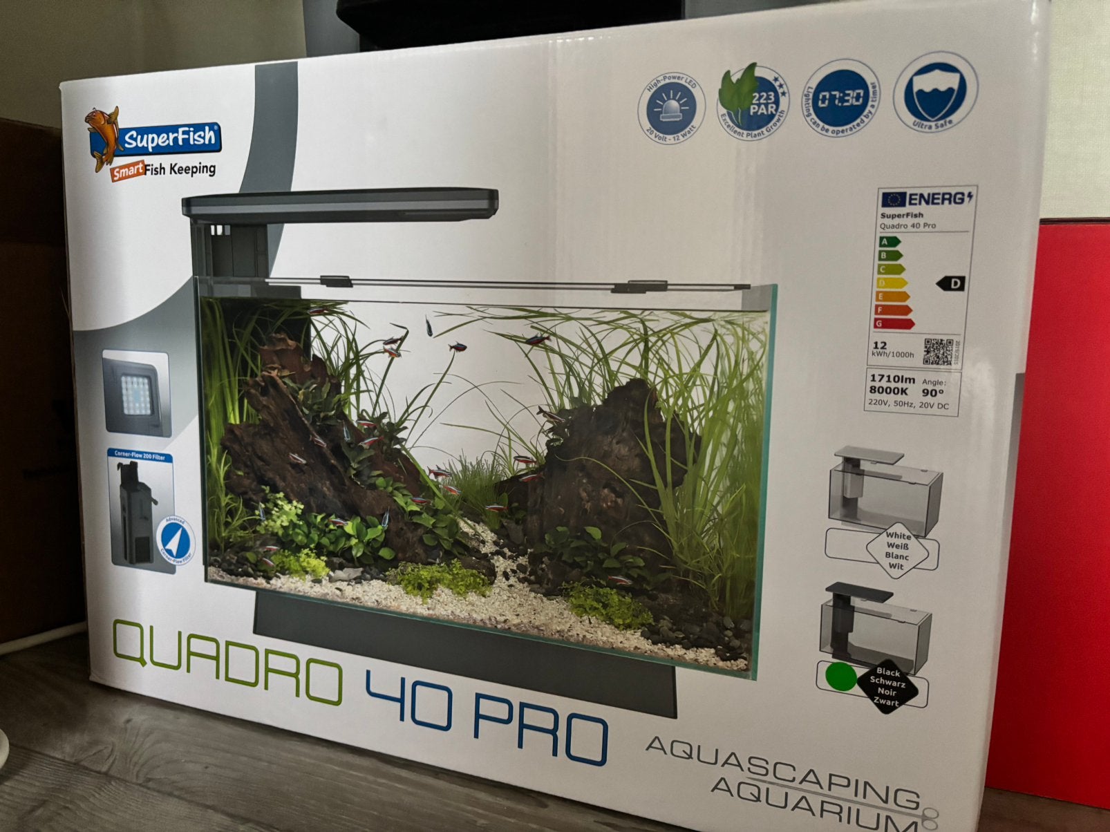 NIEUW Superfish Quadro 40 Pro Aquarium Set, Ophalen, Nieuw, Leeg aquarium, Superfish