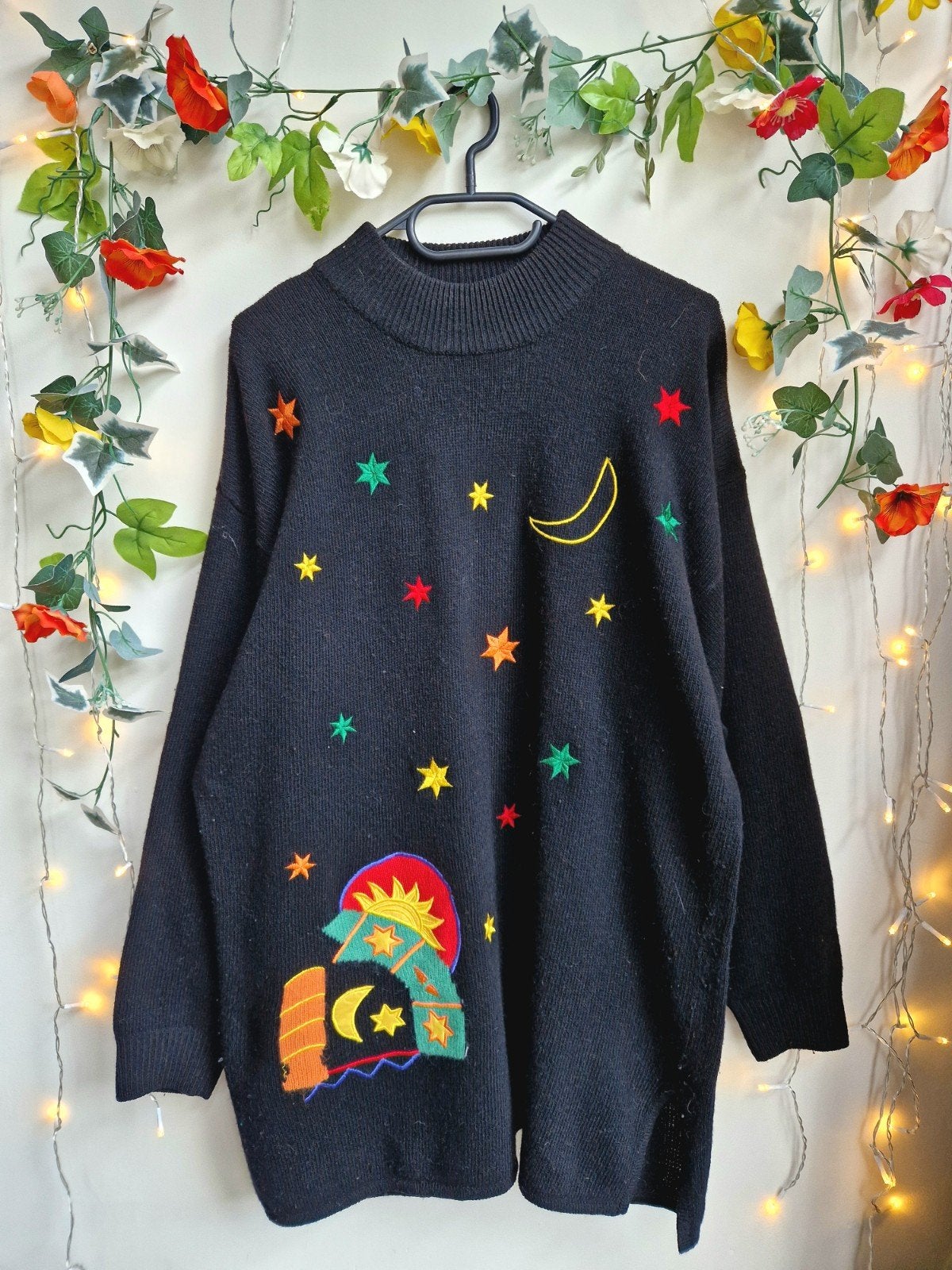 zeldzame vintage trui met sterren van lamswol, Ophalen of Verzenden, Zo goed als nieuw, Maat 46/48 (XL) of groter, Meerkleurig