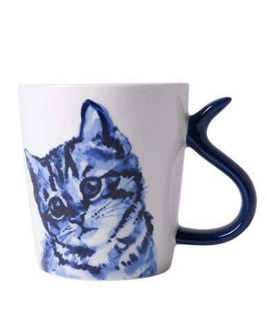 Heinen Delfts Blauw mok Kattenstaart Vriendelijk 300 ml, Overige merken, Delftsblauw, Porselein, Heinen Delfts Blauw