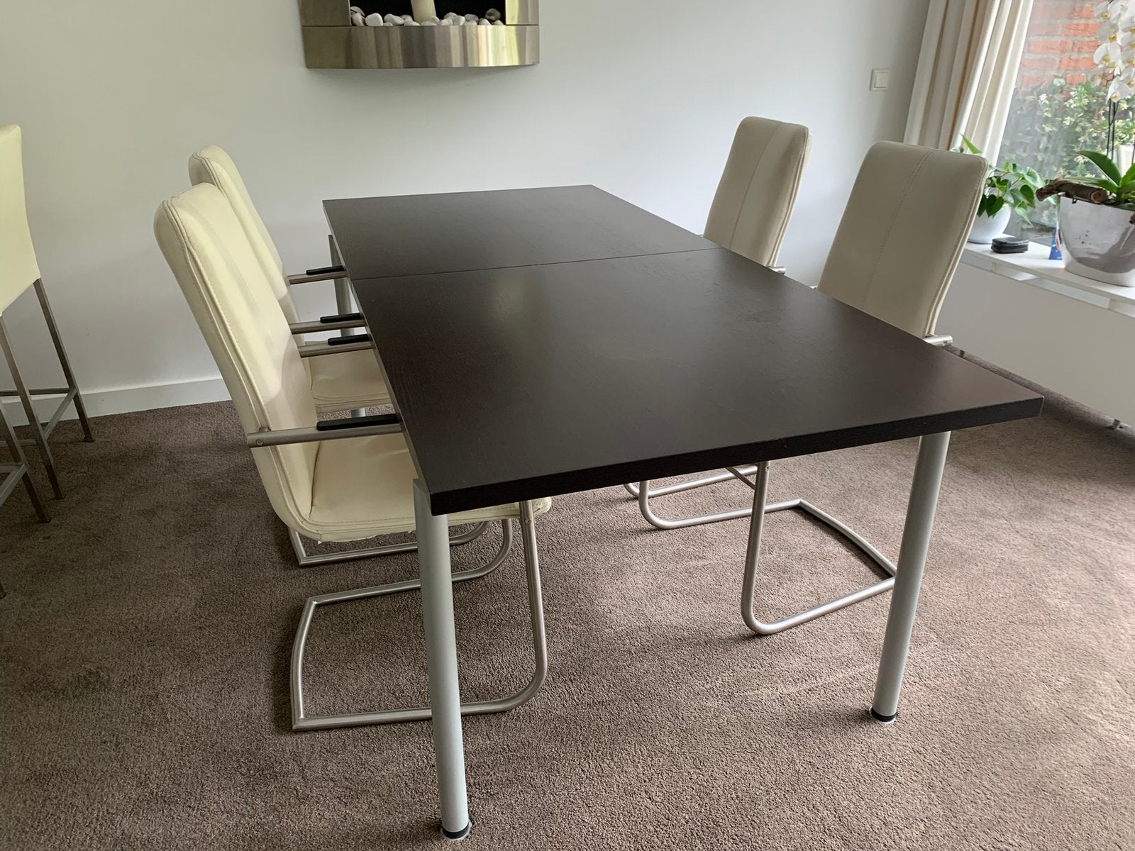 Uitschuifbar Zit- en Eettafel Hulstra afm. 2,0 (2,5) x 0,9 m, Huis en Inrichting, Ophalen, Gebruikt, 200 cm of meer, 50 tot 100 cm