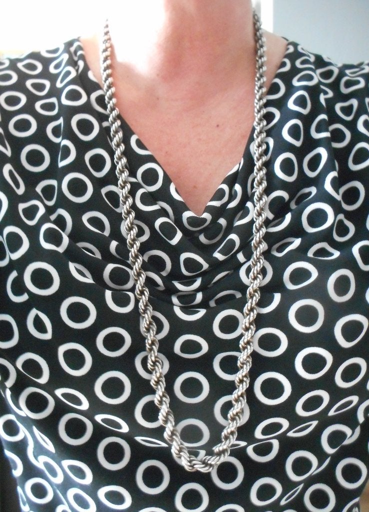 Zilveren lange vintage koord ketting nr.898