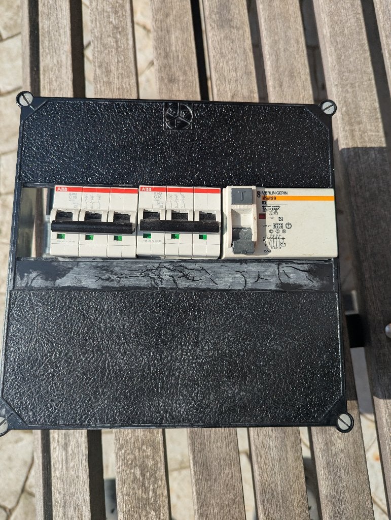 abb krachtstroom groepenkast 2x kracht en aardlekschakelaar, Ophalen of Verzenden, Zo goed als nieuw, Overige typen