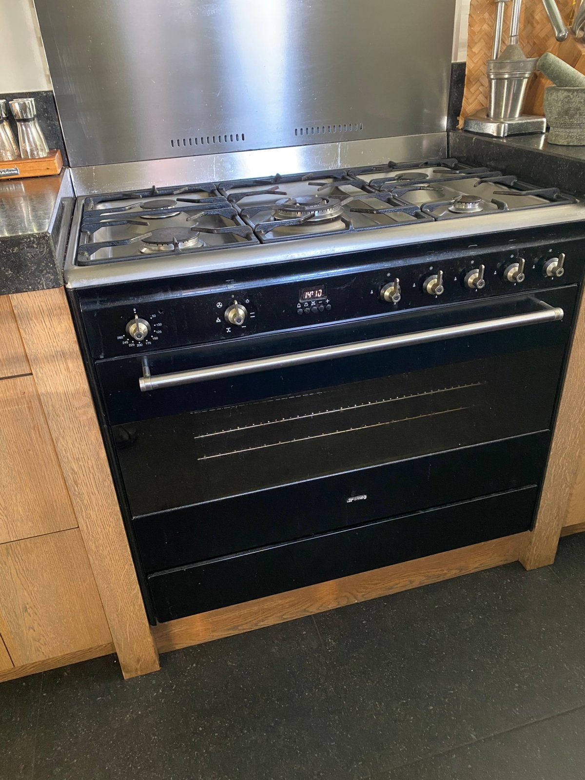Smeg gasfornuis 90 cm, Ophalen, Gebruikt, 60 cm of meer, Gas