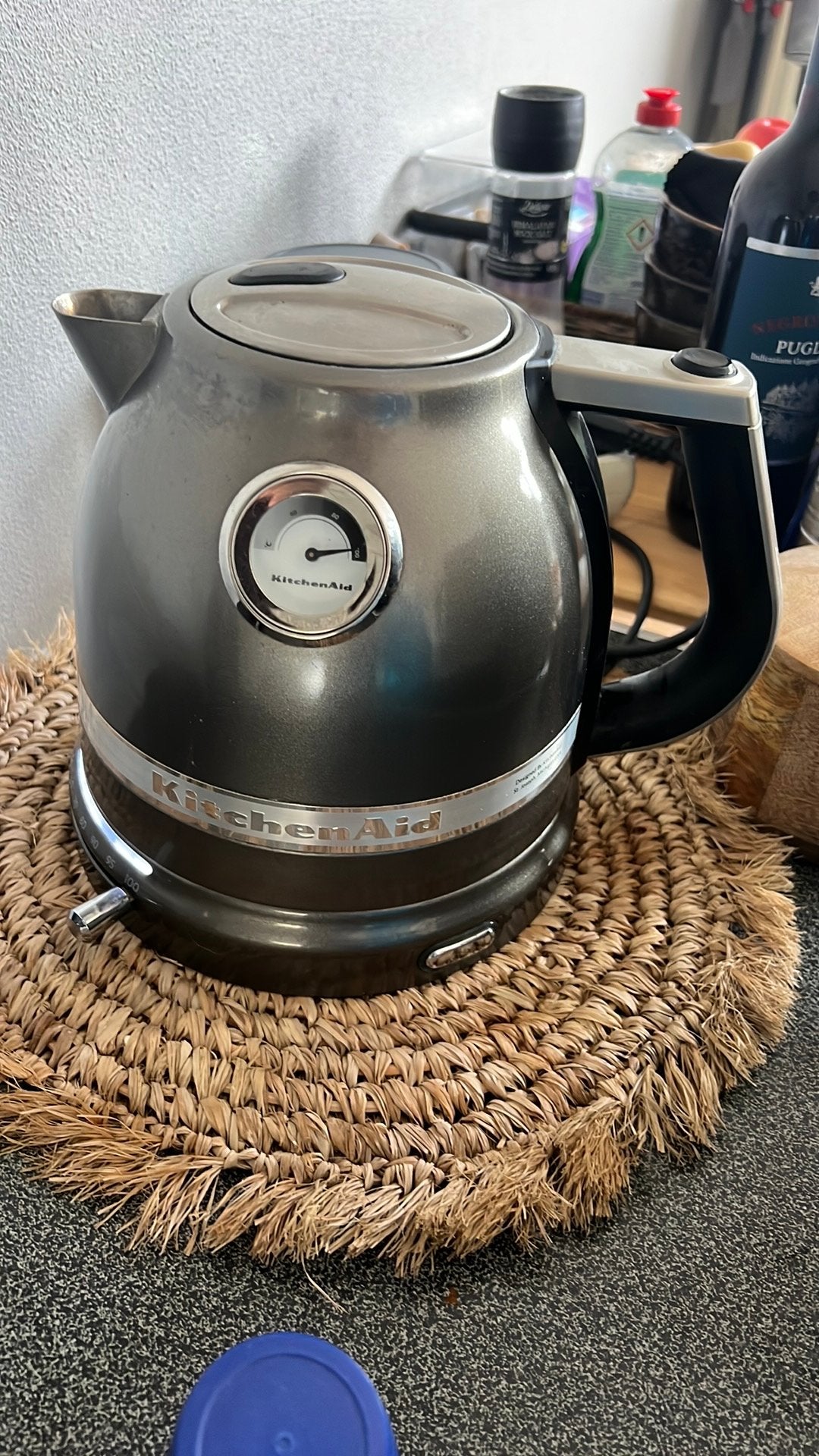 Kitchenaid waterkoker tingrijs, Witgoed en Apparatuur, 1 tot 2 liter, Ophalen of Verzenden, Gebruikt