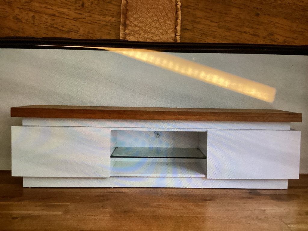 Tv meubel / dressoirkast wit met houten topblad, Ophalen, Overige materialen, 100 tot 150 cm, Zo goed als nieuw