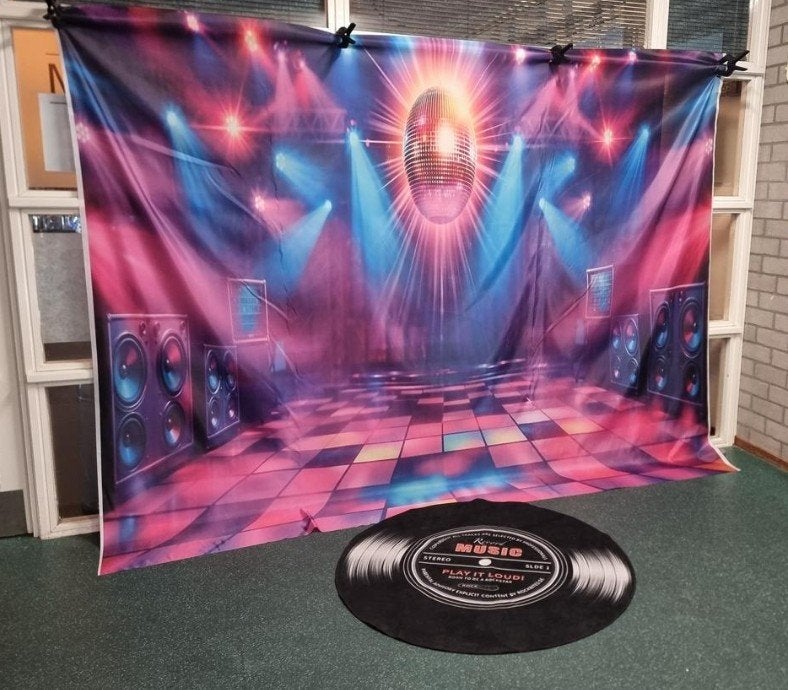 Achtergrond doek Disco bijna 4 meter x2.45 meter, Eén persoon