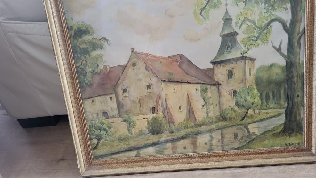 Oud schilderij  achter  glas in lijst  van K V Soest, Ophalen of Verzenden