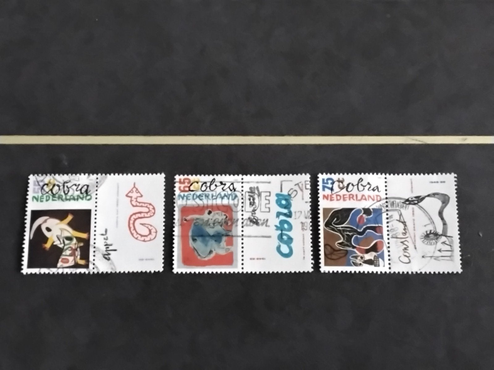 Nederland Moderne kunst Cobra serie zegels 1988 gestempeld, Postzegels en Munten, Verzenden, Na 1940, Gestempeld