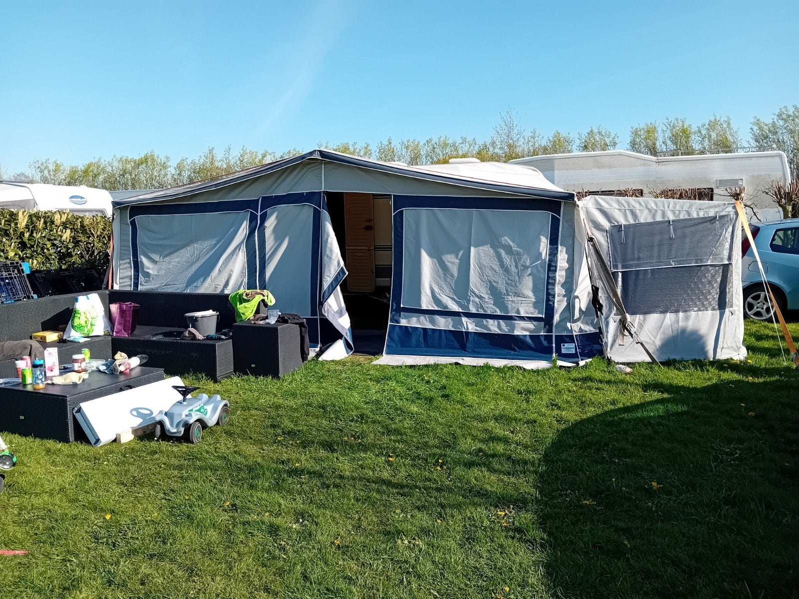 pvc zij tent, erker, Caravans en Kamperen, Tenten, Ophalen, Zo goed als nieuw