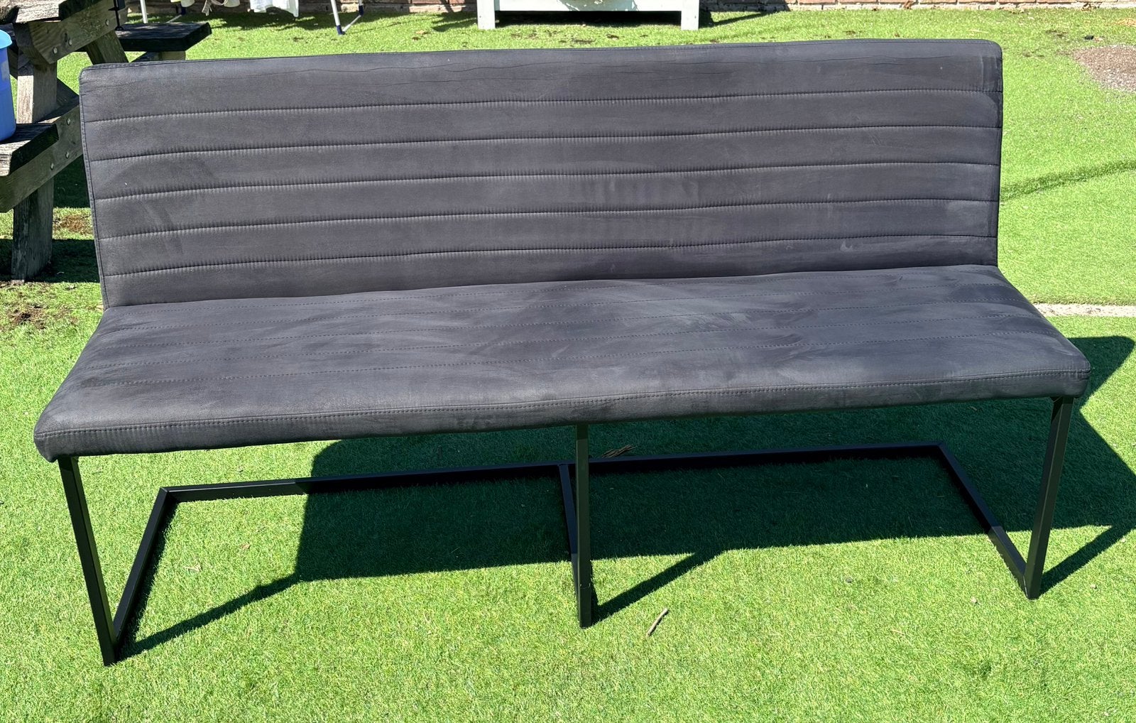 Industriële Eetkamerbank Antraciet/Grijs 170 cm Nette staat!, Ophalen, 150 tot 200 cm, Tweepersoons, 75 tot 100 cm