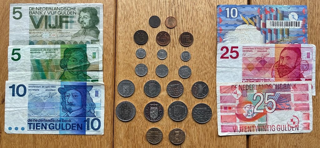 Setje oud Nederlands guldens (biljetten en munten) 2, Ophalen, 10 gulden, Setje