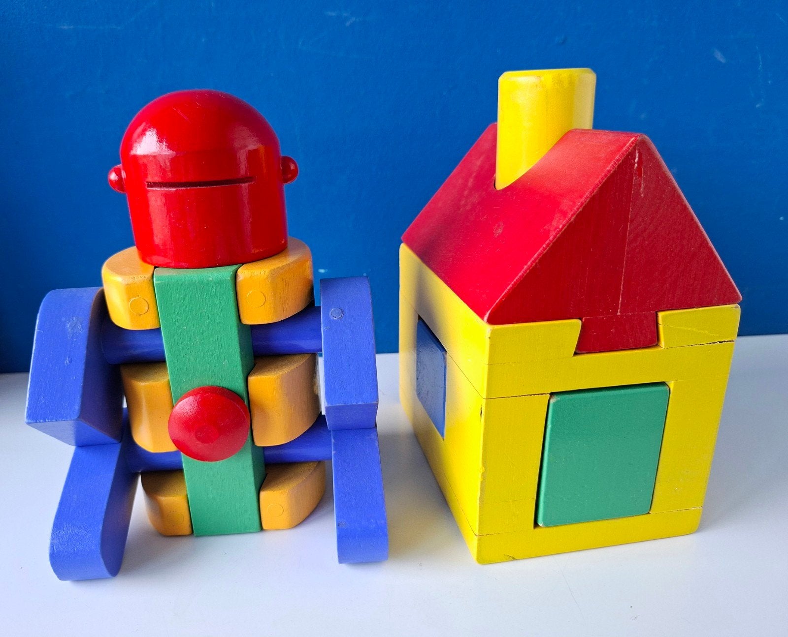 IKEA MULA Robot & Huis/puzzelspeelgoed/2001, Kinderen en Baby's, Speelgoed | Houten speelgoed, Ophalen of Verzenden, Zo goed als nieuw