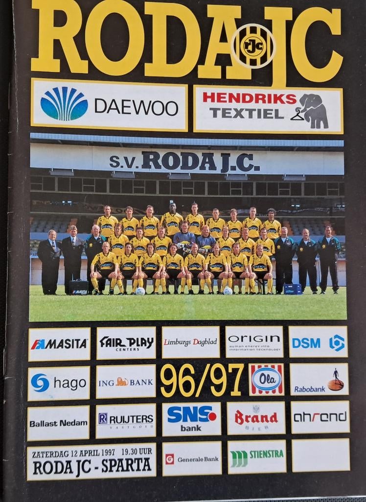 Roda JC - Sparta 1996/1997, Verzamelen, Ophalen of Verzenden, Zo goed als nieuw, Roda JC, Boek of Tijdschrift