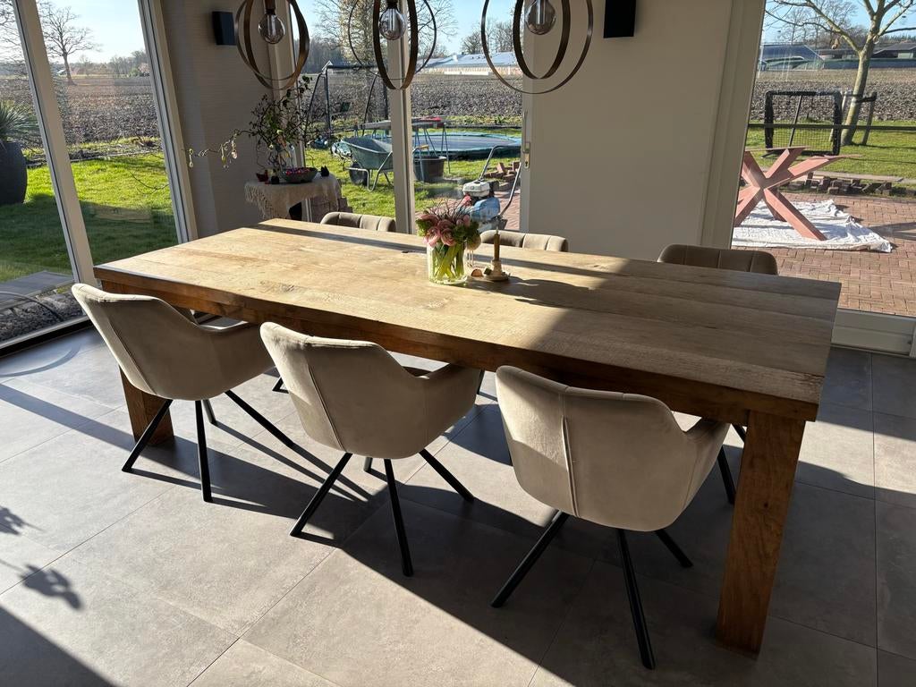 Robuuste Eetkamertafel van Eikenhout - Perfect voor Gezellig, Huis en Inrichting, Tafels | Eettafels, 100 tot 150 cm, Eikenhout