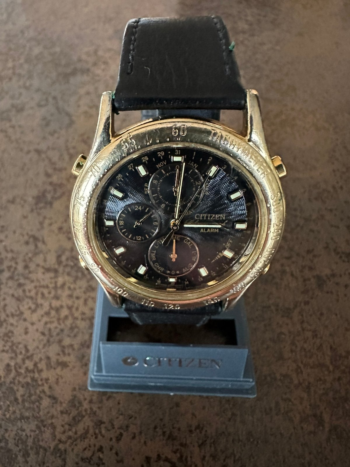 Citizen Chronograph 6850-G81651 heren horloge, Staal, Ophalen of Verzenden, Leer, Gebruikt