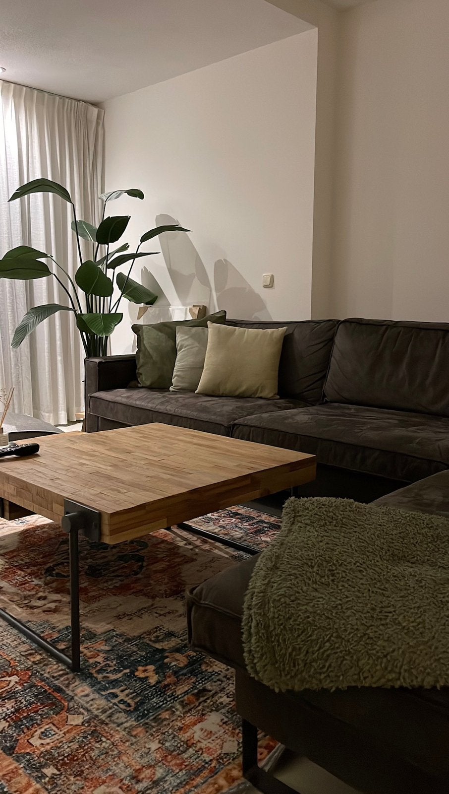 Robuuste houten salontafel | Industrieel | 2delig, Huis en Inrichting, Tafels | Salontafels, Ophalen, 50 tot 100 cm, Industrieel/ scandinavisch