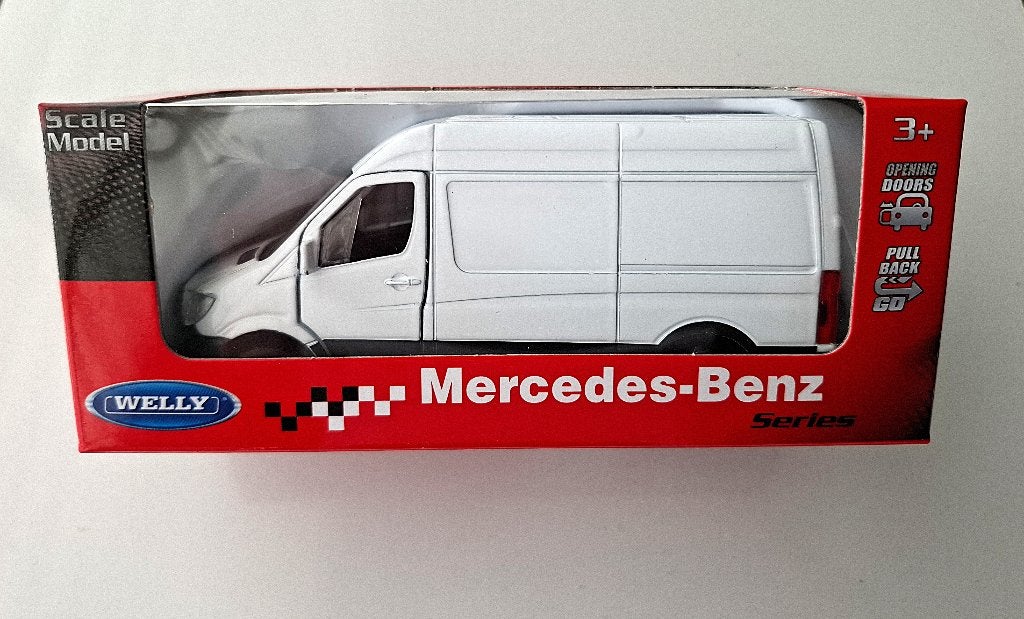 Welly Mercedes Benz Sprinter Panel Van, Wit, Hobby en Vrije tijd, Modelauto's | Overige schalen, Ophalen, Nieuw, Auto