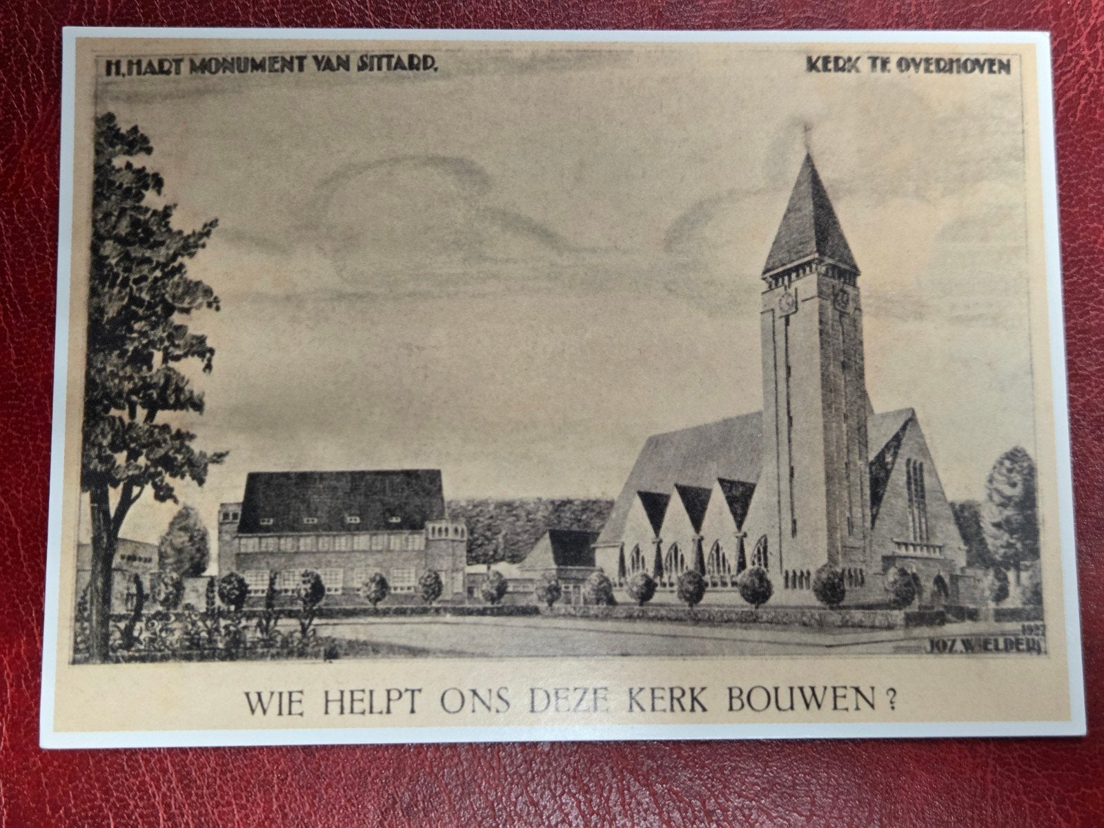 Sittard kerk te Overhoven reprint, Verzamelen, Ansichtkaarten | Nederland, Verzenden, 1960 tot 1980, Limburg