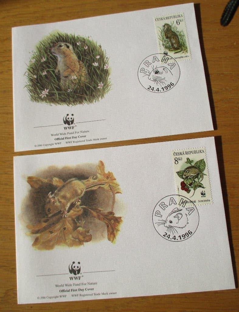 Tsjechië, WWF serie FDC's Knaagdieren, 1996, Verzenden, Gestempeld, Dier of Natuur