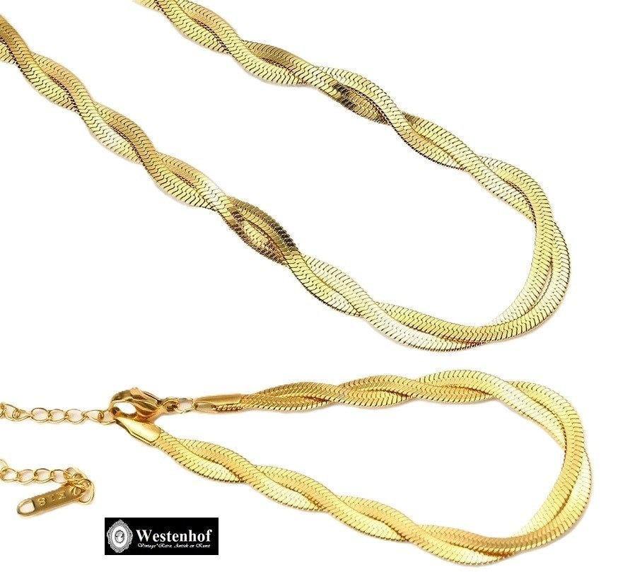 Sieraden set dames juwelen goud ketting met armband, Verzenden, Nieuw, Goud, Overige materialen