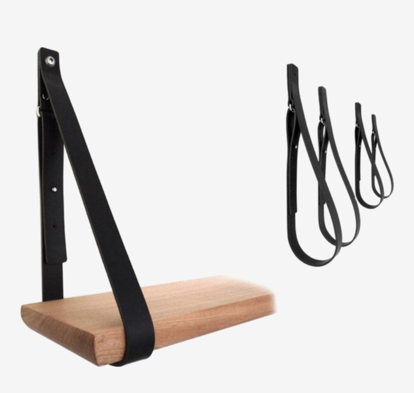 Leren Ophang Riemen voor Wandplank - Zwart of Bruin, Ophalen of Verzenden, Nieuw