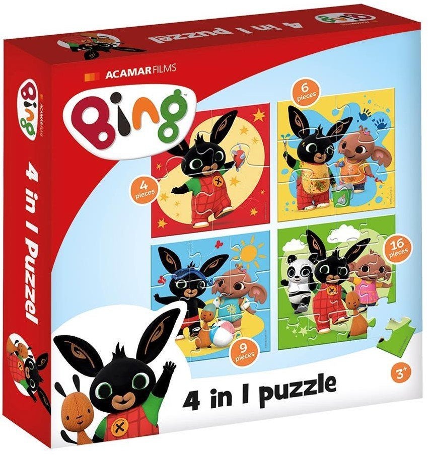 Bing: 4 in 1 Puzzel, Kinderen en Baby's, Speelgoed | Kinderpuzzels, Nieuw, 6 jaar of ouder, 10 tot 50 stukjes, Ophalen of Verzenden