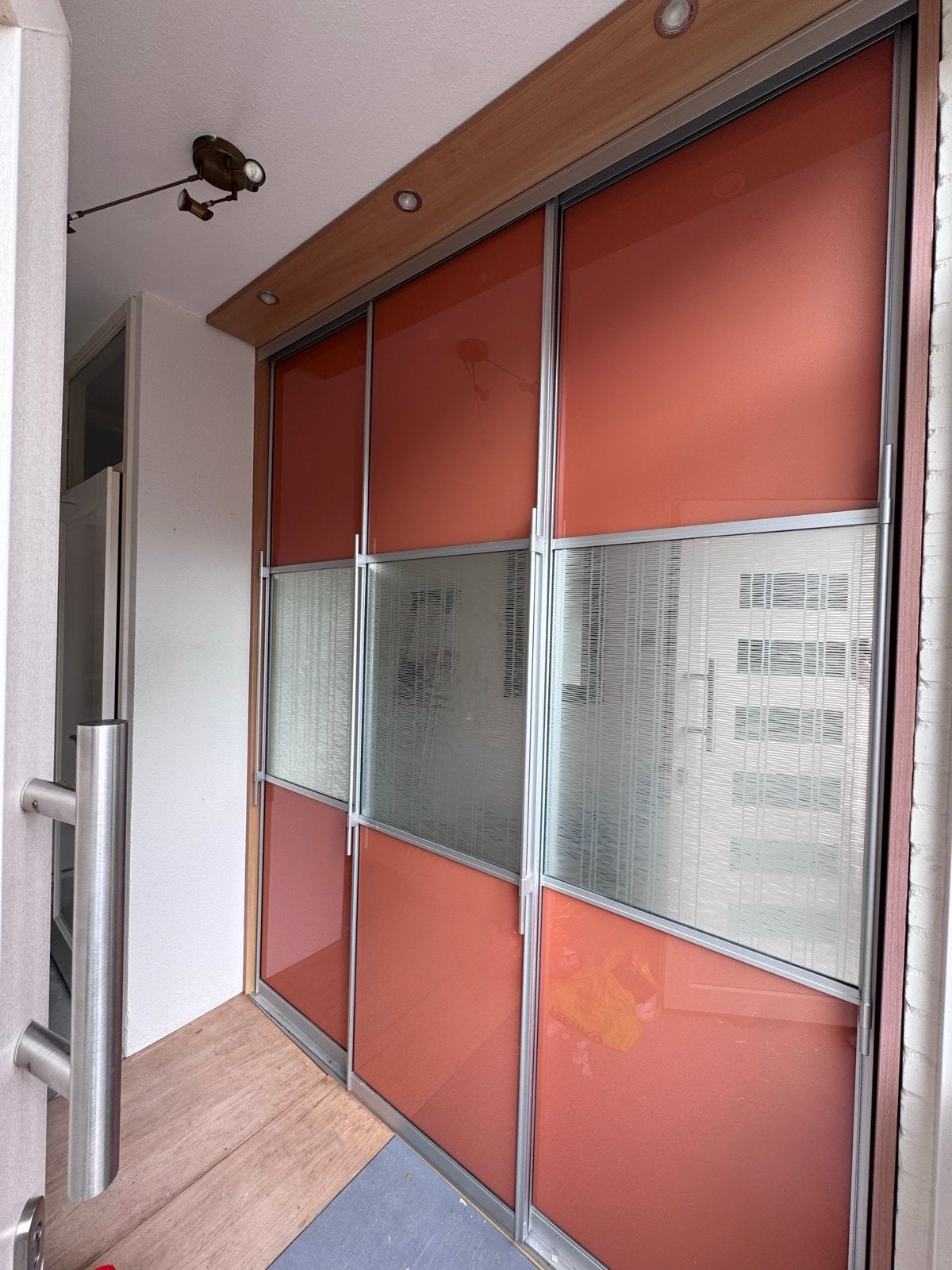 Garderobe/halkast met schuifdeuren, planken en lades, Ophalen, Gebruikt, 200 cm of meer, 150 tot 200 cm