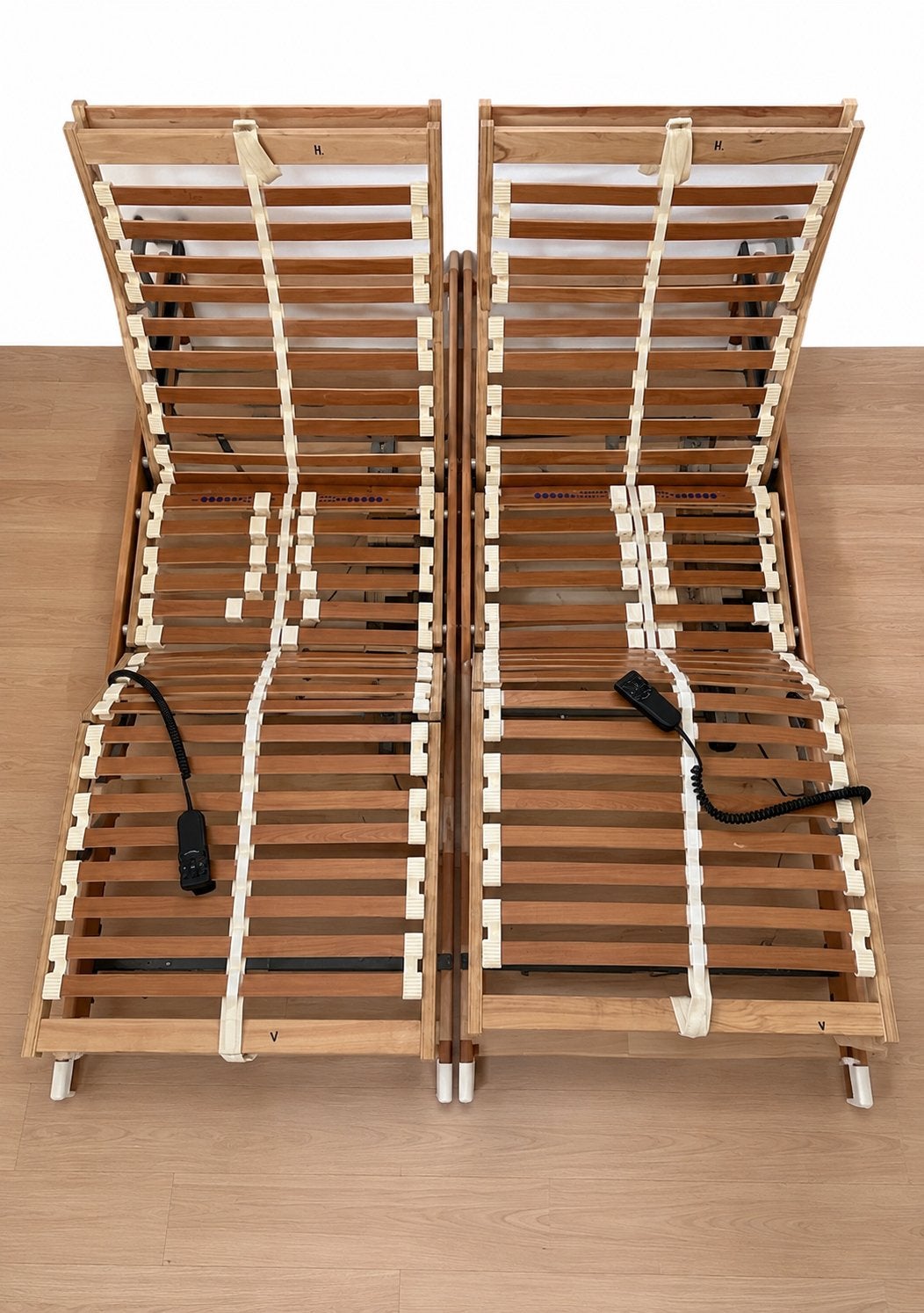 Elektrisch verstelbare lattenbodems (2 stuks), Ophalen, 90 cm, Bruin, Tweepersoons