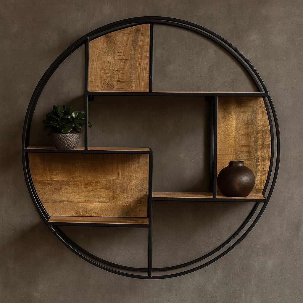 Mangohouten Wandrek Bowi Rond 80 cm, Ophalen, Zo goed als nieuw
