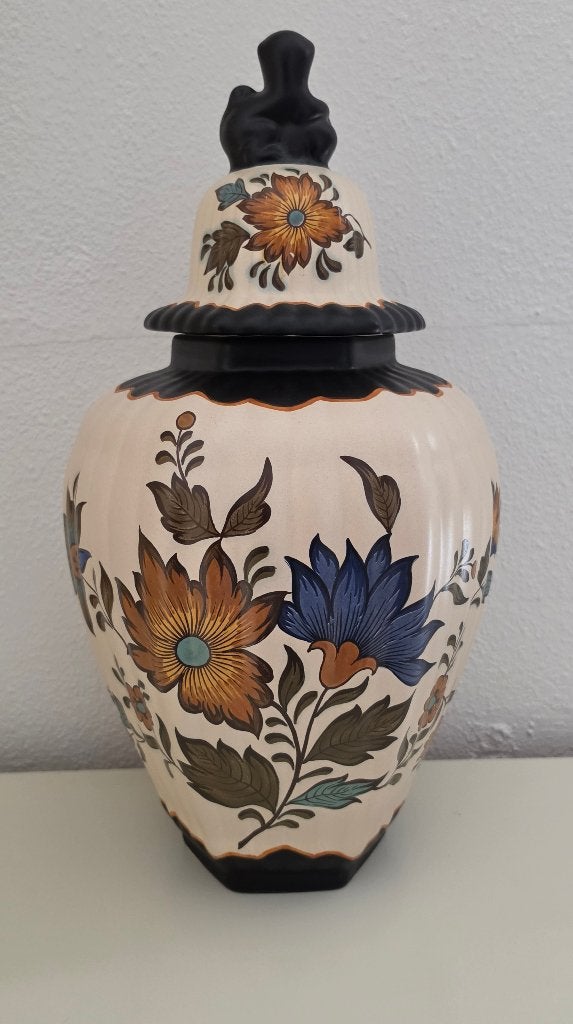 Flora Gouda Plateel handbeschilderde dekselvaas 455, Ophalen