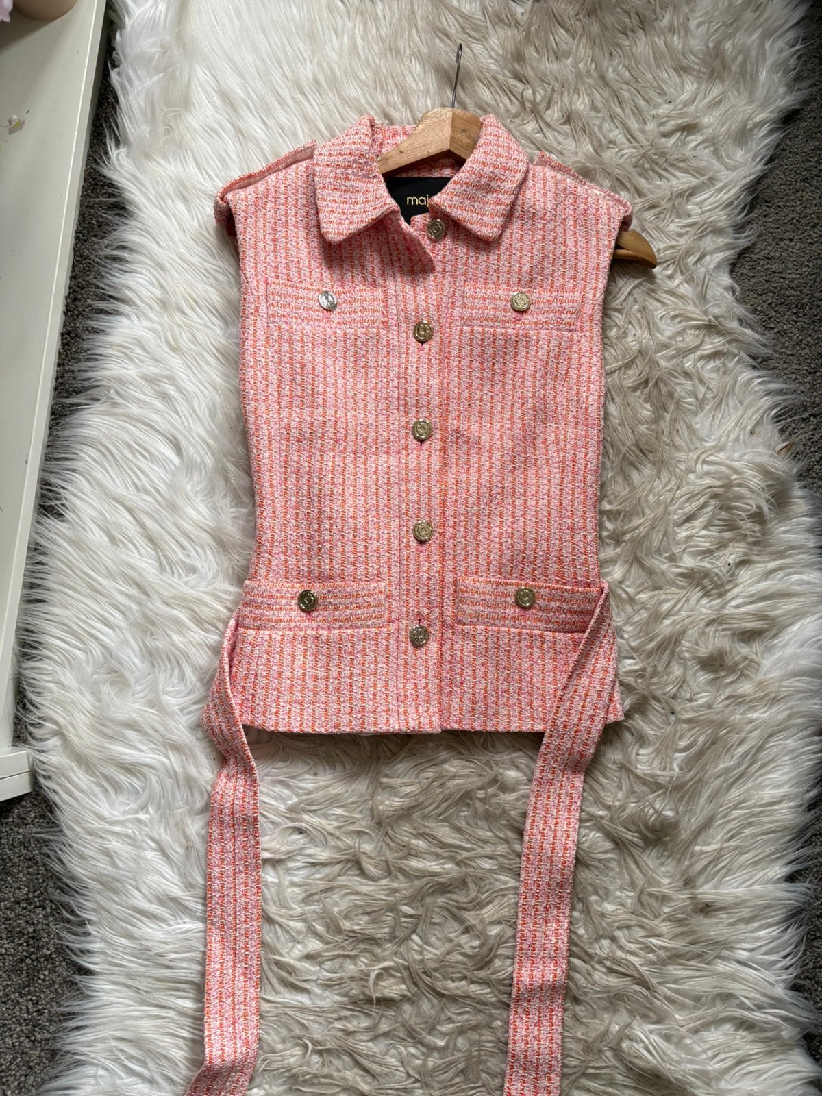 Maje tweed gilet, Ophalen of Verzenden, Zo goed als nieuw, Maat 34 (XS) of kleiner, Zwart