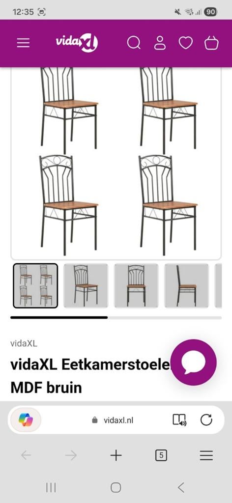 4 stoelen Nieuw in doos, Ophalen, Nieuw