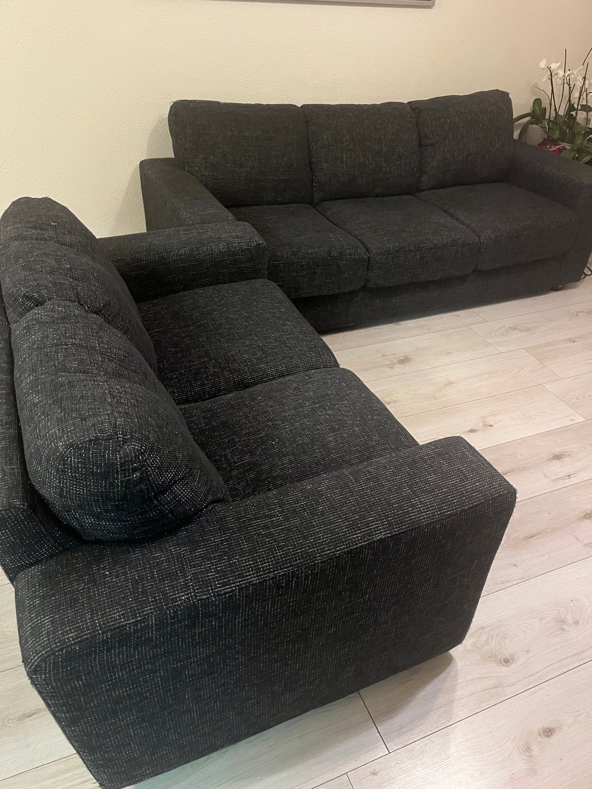 Comfortabele donkergrijze hoekbank, Ophalen, 250 tot 300 cm, 100 tot 125 cm, Hoekbank