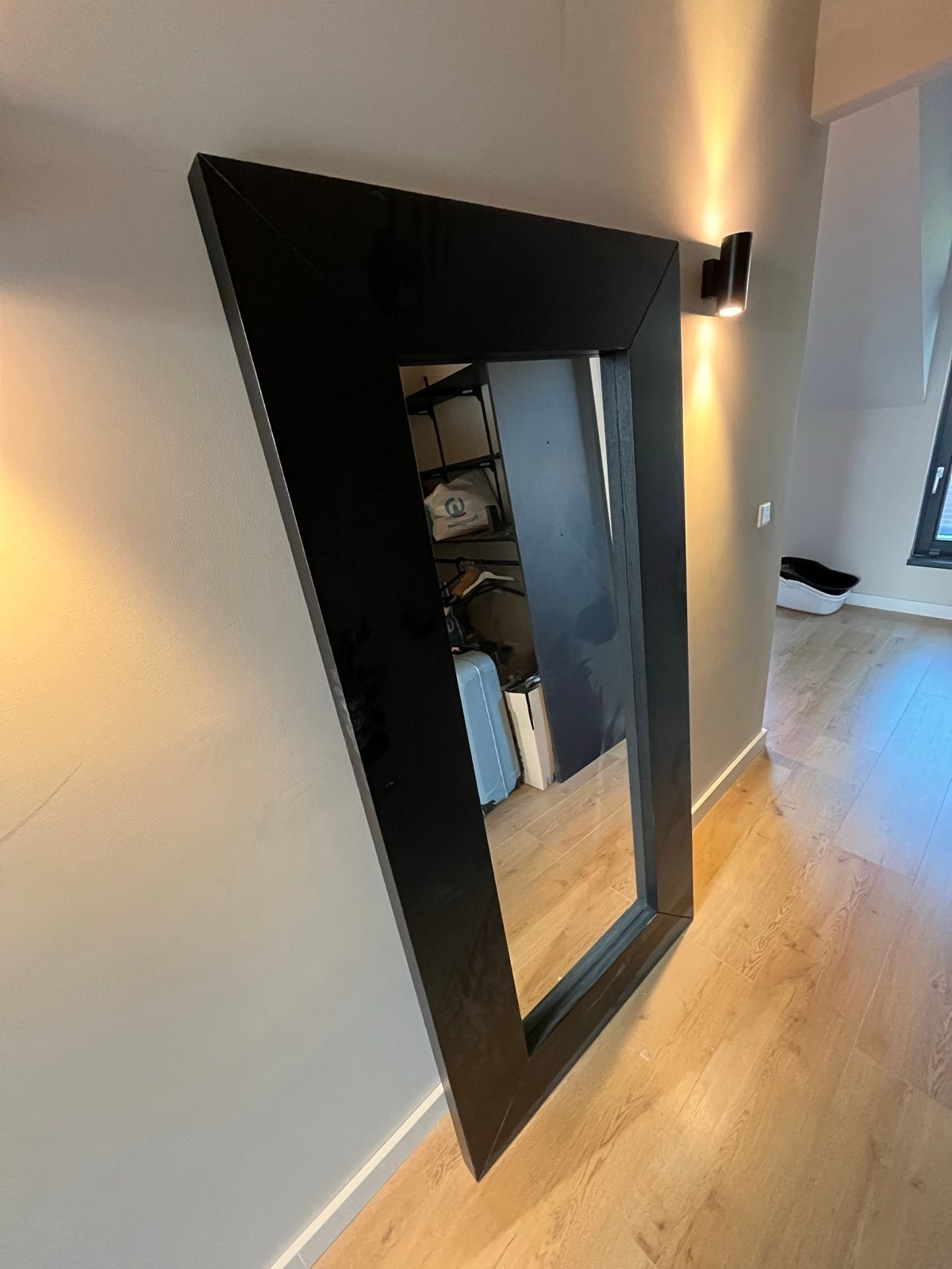 IKEA Mongstad spiegel - Zwart, 94x190 cm, Ophalen, Rechthoekig, 50 tot 100 cm, 150 tot 200 cm