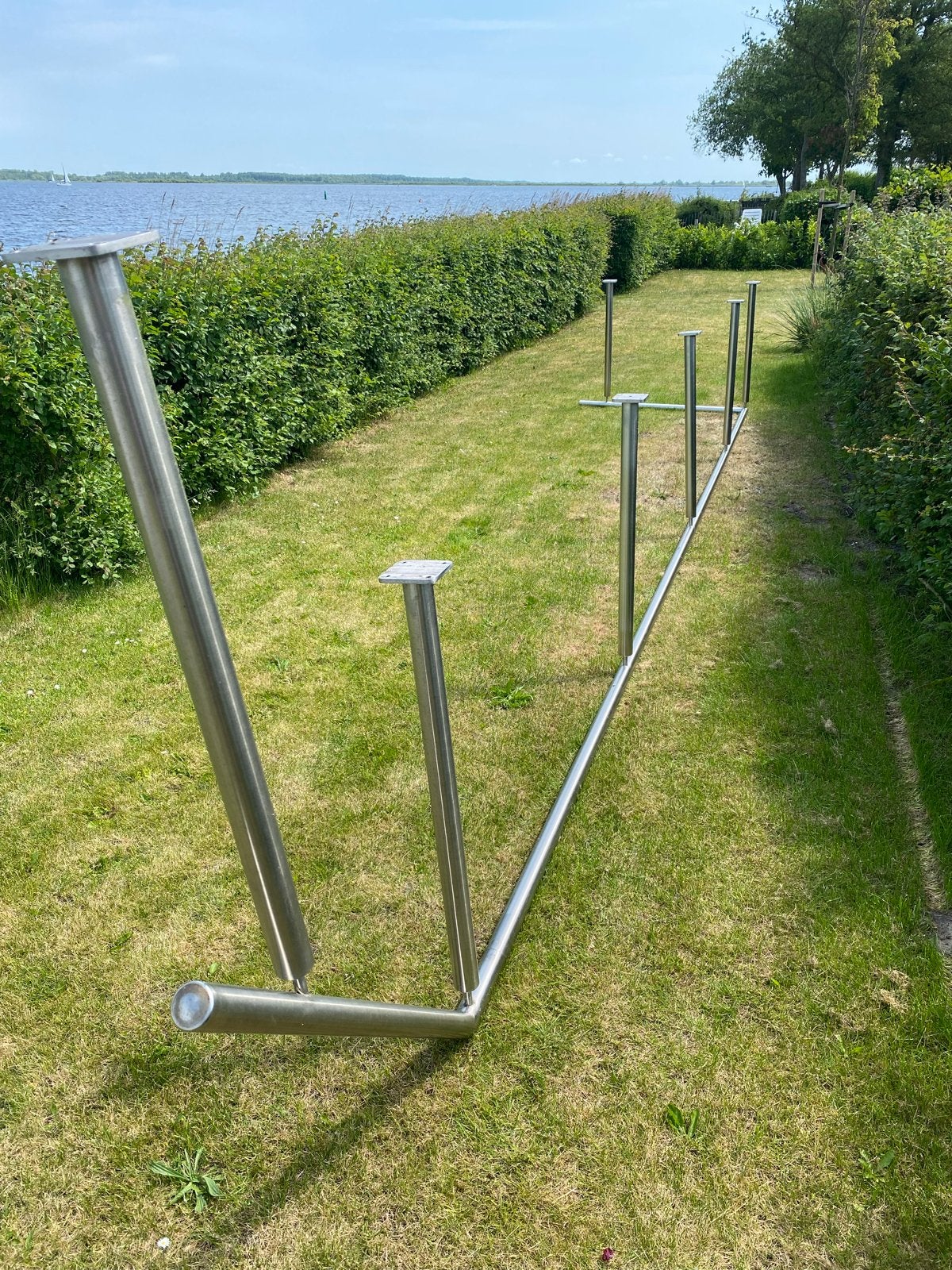 RVS reling voor terras met trap, Ophalen, Zo goed als nieuw