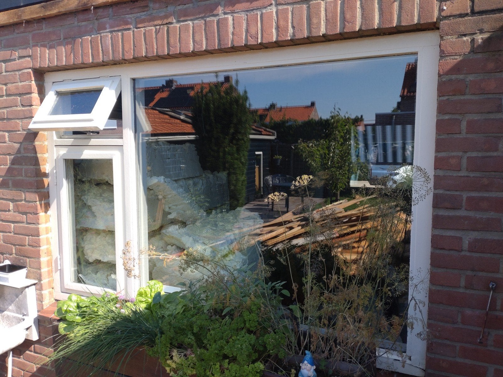 Gevelraam met dubbelglas en ventilatieraampje, Ophalen, Gevelraam of Ruit, Gebruikt, 120 tot 160 cm