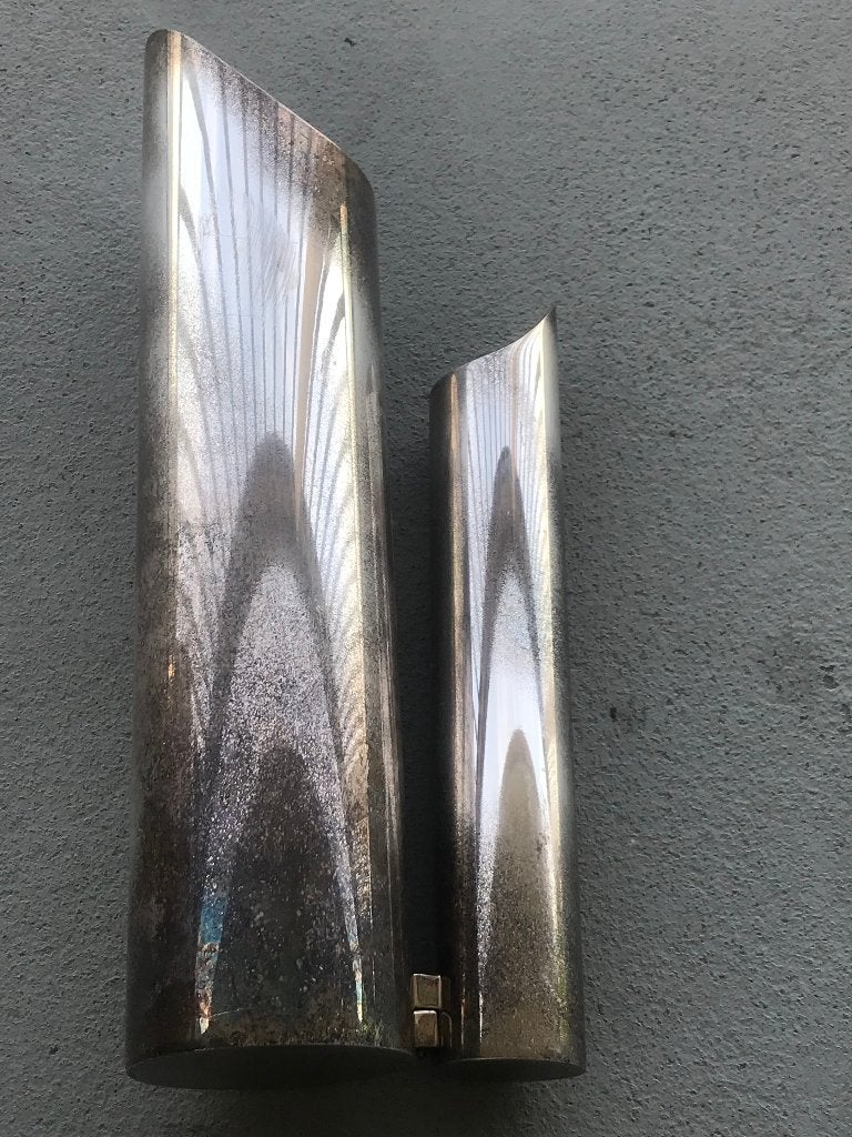 metalen verzilverde design vaas mesa italy, Vaas, Ophalen of Verzenden, 38 cm, Metaal