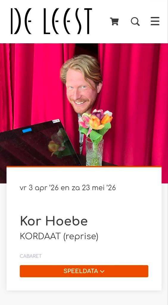 1 kaartje voor de uitverkochte Kor Hoebe Waalwijk, Eén persoon, Mei