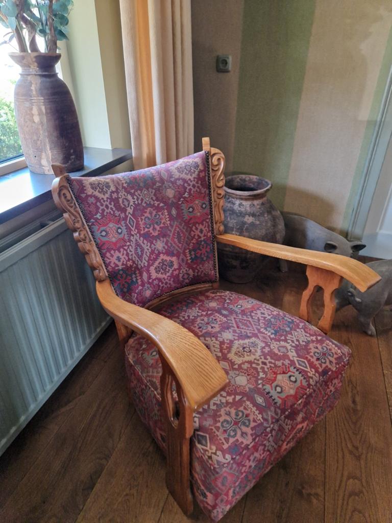 2 oude brocante vintage stoelen / fauteuils jaren 60 -70, Ophalen, Gebruikt, 75 tot 100 cm, 50 tot 75 cm