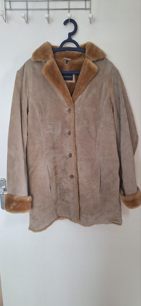Leren dames jas Vroom & Dreesmann - Maat 44, Beige, Maat 46/48 (XL) of groter, Vroom & Dreesmann, Ophalen of Verzenden