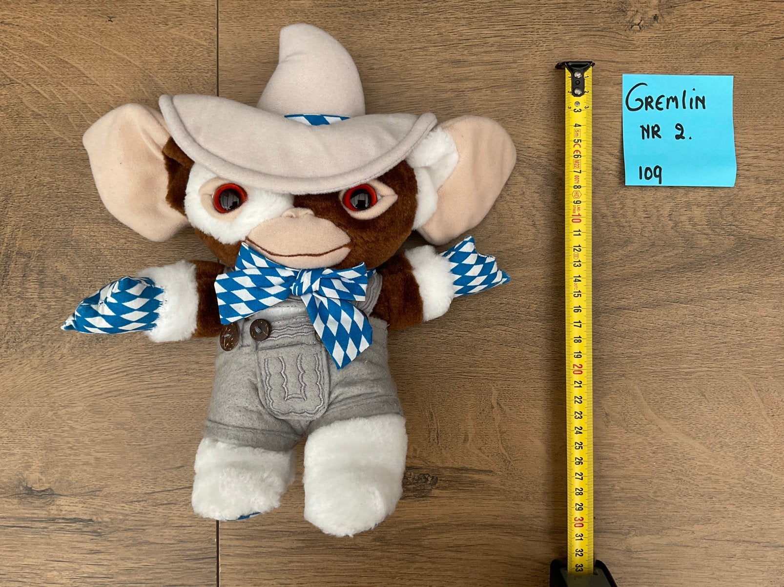 Zgan, niet kapot, Gremlin Gizmo knuffel 25/30cm, Verzamelen, Ophalen, Zo goed als nieuw, Film, Actiefiguur of Pop