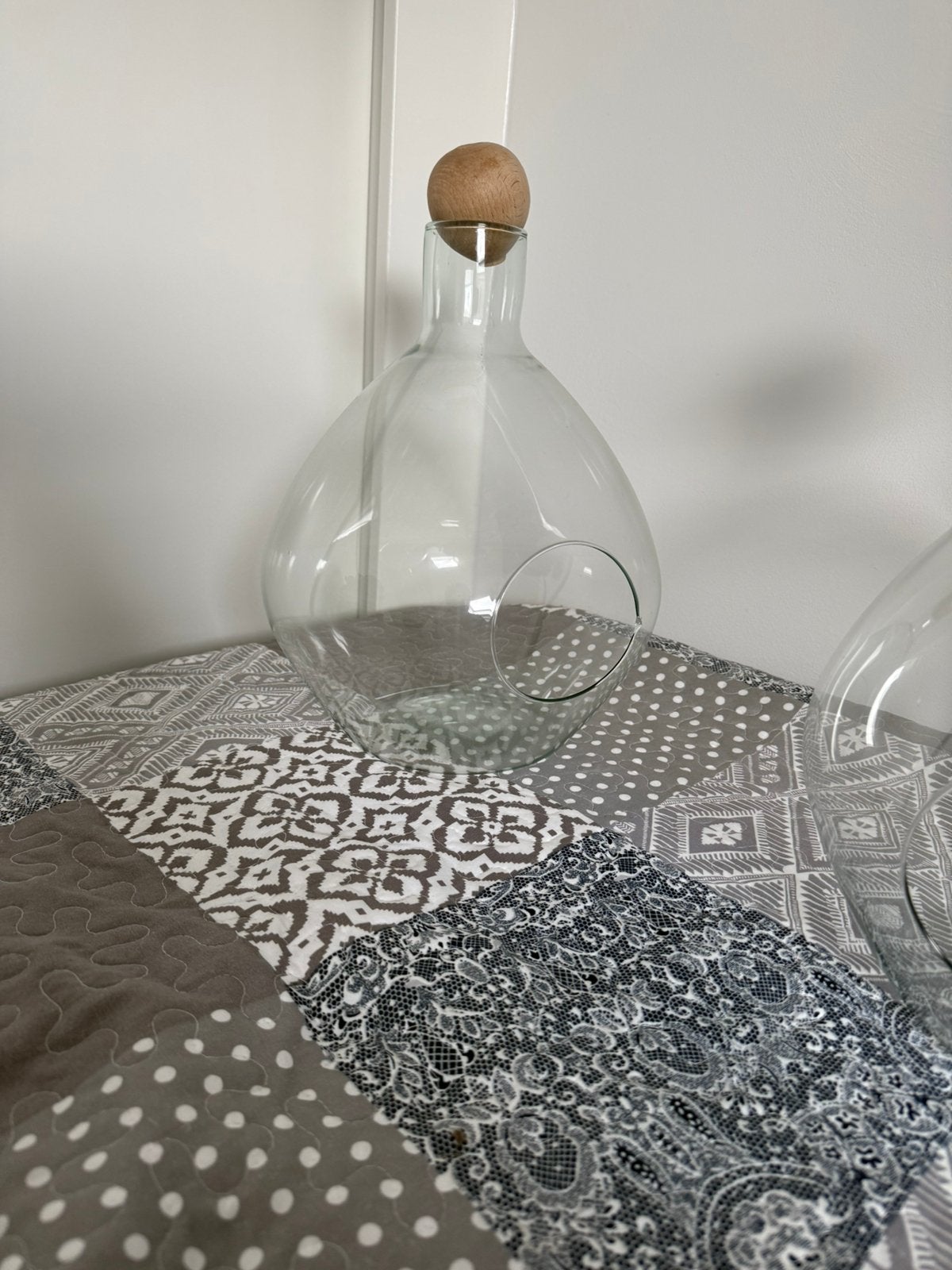 Lichtgewicht glazen vaas/terrarium met houten dop, Ophalen, Wit, Minder dan 50 cm, Glas